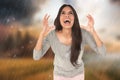 Composite image of angry brunette shouting Royalty Free Stock Photo