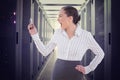 Composite image of angry businesswoman screaming at her phone Royalty Free Stock Photo