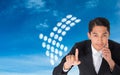 Composite image of asian businessman pointing Royalty Free Stock Photo