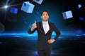 Composite image of asian businessman pointing Royalty Free Stock Photo