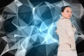 Composite image of asian businesswoman pointing Royalty Free Stock Photo