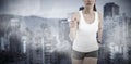 Composite image of athlete woman running on white background Royalty Free Stock Photo
