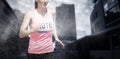 Composite image of athletic woman running against white background Royalty Free Stock Photo