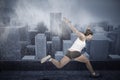 Composite image of athletic woman running on white background Royalty Free Stock Photo