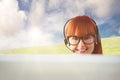 Composite image of attractive hipster woman with headset Royalty Free Stock Photo