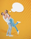 Composite image of attractive young couple hugging each other Royalty Free Stock Photo