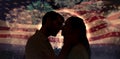 Composite image of attractive young couple about to kiss Royalty Free Stock Photo