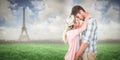 Composite image of attractive young couple about to kiss Royalty Free Stock Photo