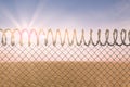 Composite image of barbed wire fence by white background Royalty Free Stock Photo