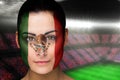 Composite image of beautiful mexico fan in face paint