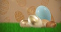 Composite image of big and small shiny easter eggs