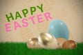 Composite image of big and small shiny easter eggs