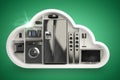 Composite image of black electrical appliance in cloud shape 3d