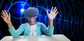 Composite image of black girl with virtual reality glasses Royalty Free Stock Photo