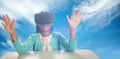 Composite image of black girl with virtual reality glasses Royalty Free Stock Photo