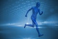 Composite image of blue character running Royalty Free Stock Photo