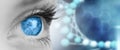 Composite image of blue eye on grey face Royalty Free Stock Photo