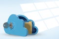 Composite image of blue locker in cloud shape with key and folder 3d Royalty Free Stock Photo