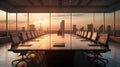 Composite image of boardroom. Empty meeting room in office. generative ai Royalty Free Stock Photo