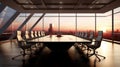 Composite image of boardroom. Empty meeting room in office. generative ai Royalty Free Stock Photo