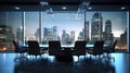 Composite image of boardroom. Empty meeting room in office. generative ai Royalty Free Stock Photo