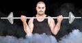 Composite image of bodybuilder lifting heavy barbell weights Royalty Free Stock Photo