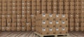 Composite image of brown cardboard boxes over white background Royalty Free Stock Photo