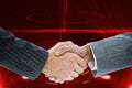 Composite image of business handshake against red background Royalty Free Stock Photo