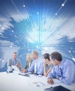 Composite image of business team having a meeting Royalty Free Stock Photo