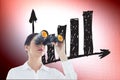 Composite image of business woman looking through binoculars Royalty Free Stock Photo