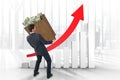 Composite image of businessman carrying bag of dollars Royalty Free Stock Photo