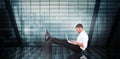 Composite image of businessman with feet up on briefcase Royalty Free Stock Photo