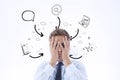 Composite image of businessman with a headache Royalty Free Stock Photo