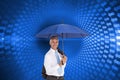 Composite image of businessman holding umbrella Royalty Free Stock Photo