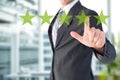 Composite image of businessman pointing with his finger Royalty Free Stock Photo