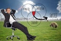 Composite image of businessman relaxing in swivel chair Royalty Free Stock Photo