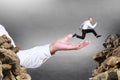 Businessman Jumping Trough Obstacle Gap Royalty Free Stock Photo