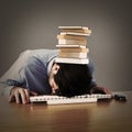 Composite image of businessman sleeping on his keyboard Royalty Free Stock Photo