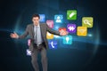 Composite image of businessman standing with arms out Royalty Free Stock Photo