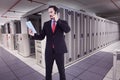 Composite image of businessman talking on phone holding tablet pc Royalty Free Stock Photo