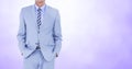 Composite image of Businessman Torso against purple background
