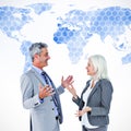 Composite image of businesswoman angry against her colleague arguing