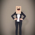 Composite image of businesswoman with box over head Royalty Free Stock Photo