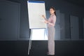 Composite image of businesswoman painting on an easel