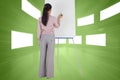 Composite image of businesswoman painting on an easel