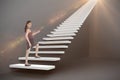 Composite image of businesswoman stepping up 3d