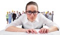 Composite image of businesswoman typing on a keyboard Royalty Free Stock Photo