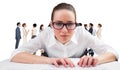 Composite image of businesswoman typing on a keyboard Royalty Free Stock Photo