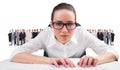 Composite image of businesswoman typing on a keyboard Royalty Free Stock Photo