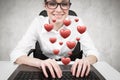 Composite image of businesswoman typing on a keyboard Royalty Free Stock Photo